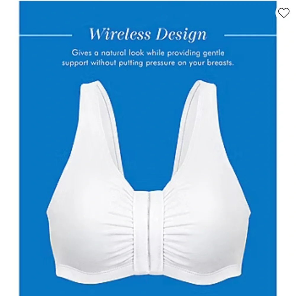 Wireless White Front-Closure Bra